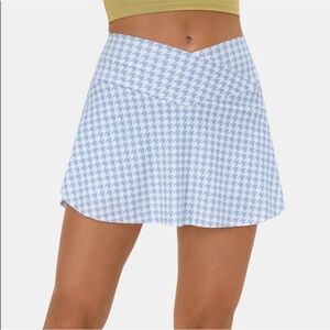 HALARA Everyday Crossover Side Pocket 2-in-1 Tennis Skirt Baltic Sea Houdstooth
